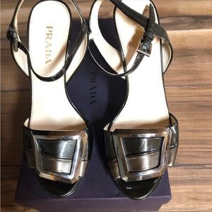 Prada bronze heels